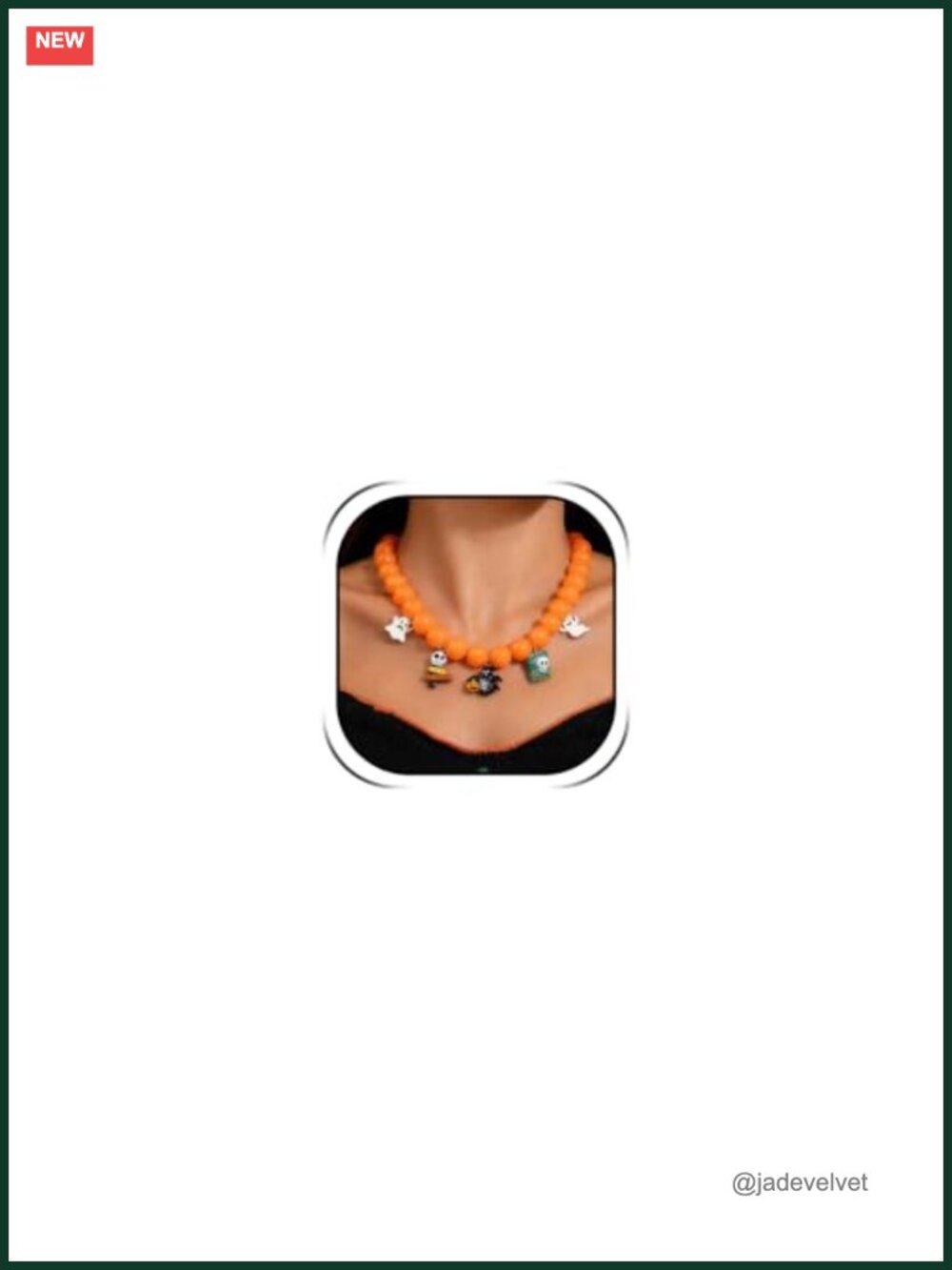 Chunky Beaded Halloween Choker Necklace Ghost Pumpkin Skull Costume Party